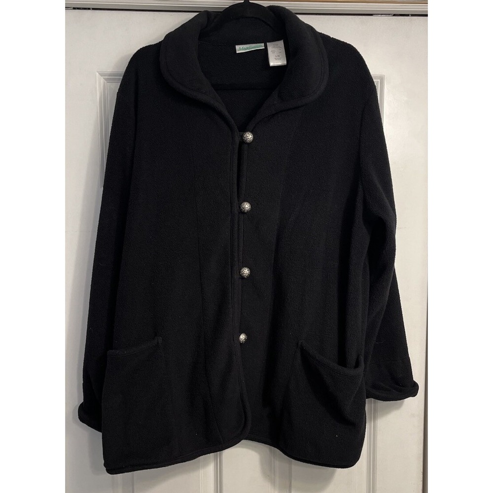 Magellans Santa Barbara Womens Vintage 90s Black Jacket Sz Large Silver Buttons